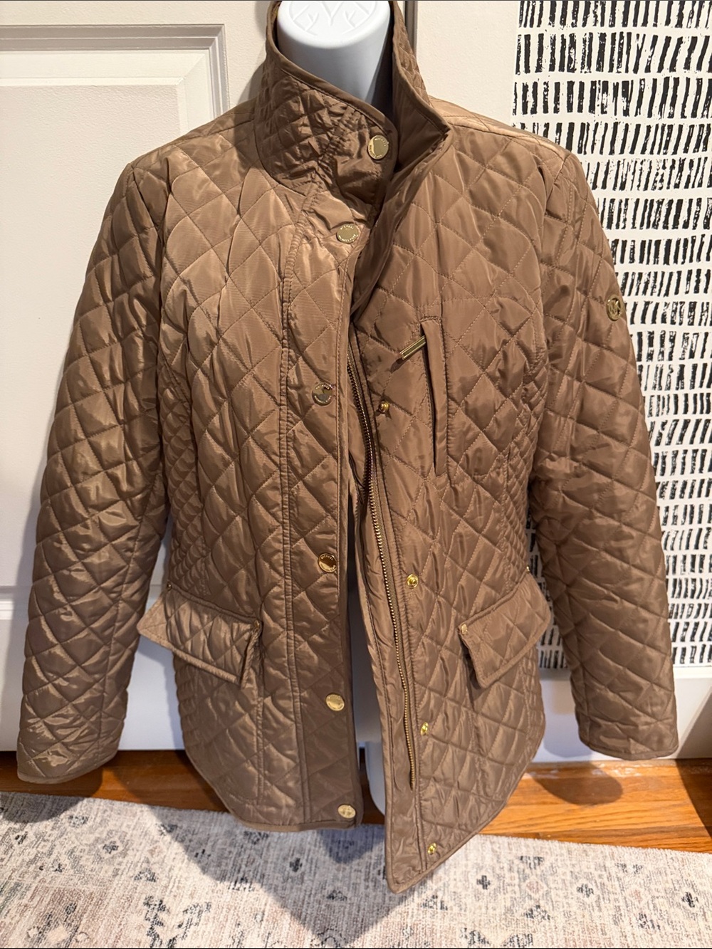 Michael Kors Quilted Tan Brown Puffer Jacket